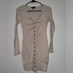 Cream long sleeve mini dress